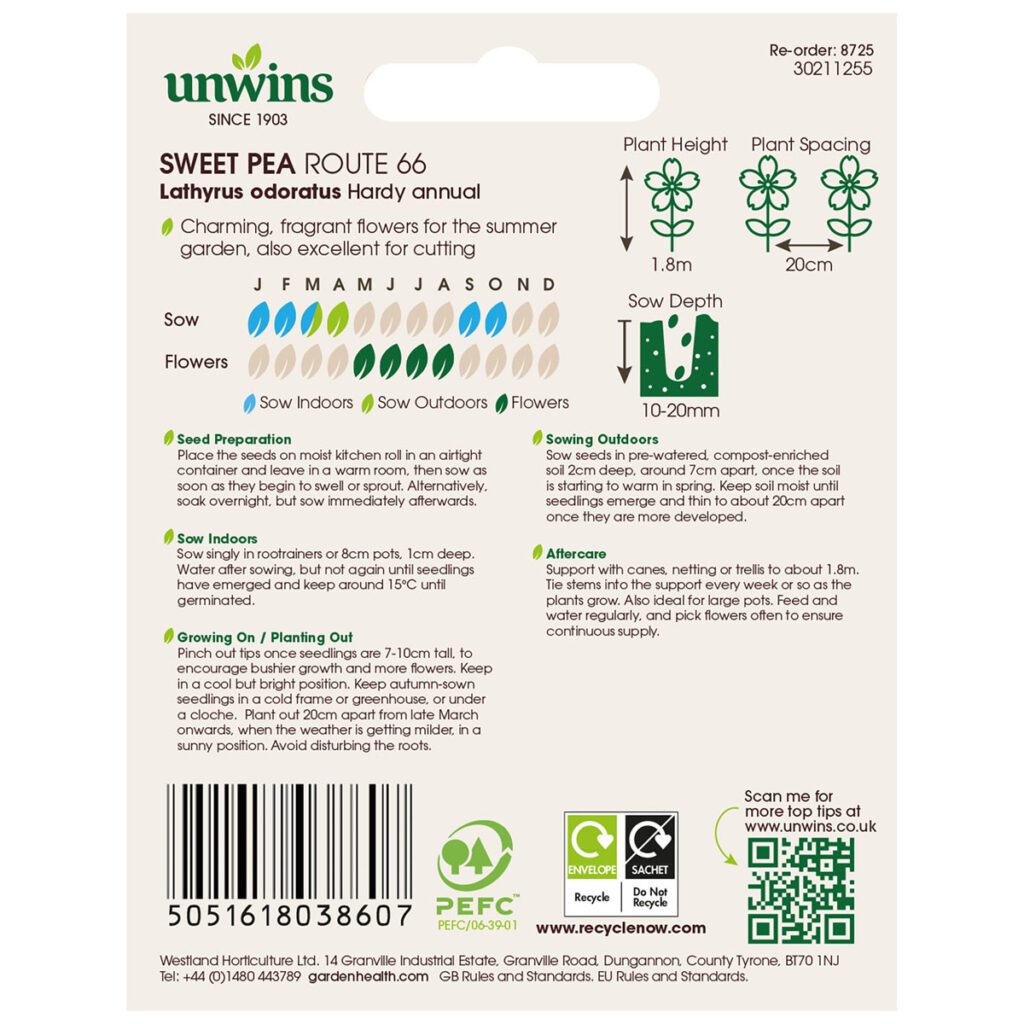 Unwins Sweet Pea Route 66 Seeds 5051618038607 2